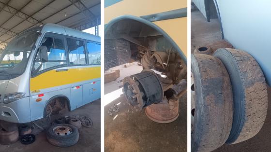 Onibus em manutenção Nova Lacerda